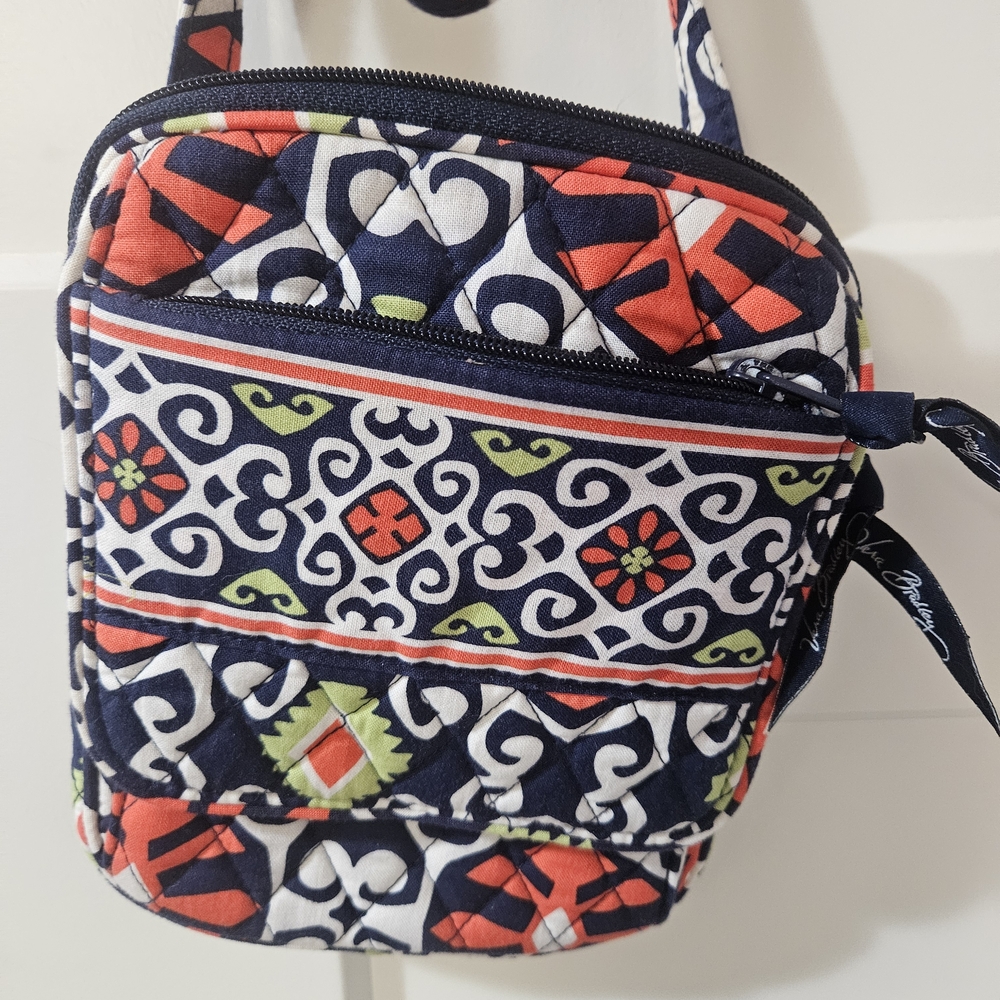 Vera Bradley Red and Green Crossbody Bag with Geometric Flair